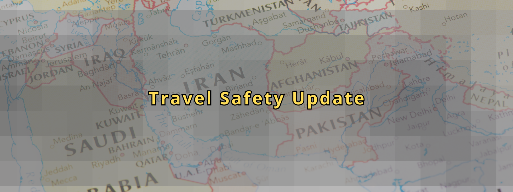 中東局勢升溫旅遊安全提醒畫面，波斯灣地區與國際航班可能受影響示意